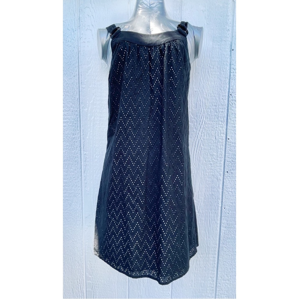 Little Black Dress - cotton shift with eyelet chevron pattern Size 0
